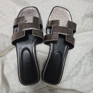 Elegant Metallic Slide Sandals